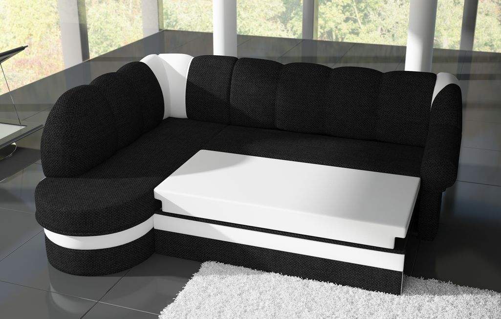 Canapé d'angle gauche convertible tissu gris chiné foncé et clair Sundy 250 cm - Photo n°7