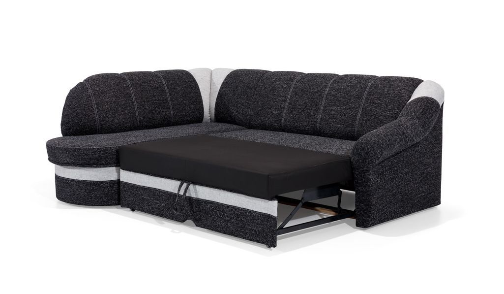 Canapé d'angle gauche convertible tissu gris chiné foncé et clair Sundy 250 cm - Photo n°16