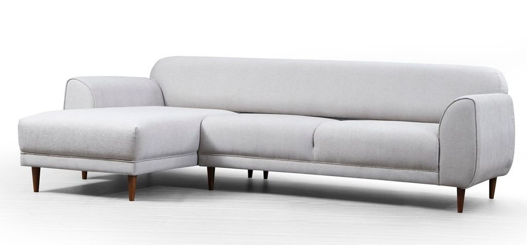 Canapé d'angle gauche design velours beige et pieds acier noir Liza - Photo n°10