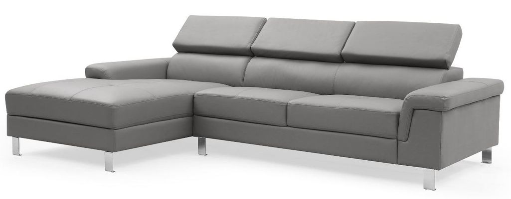 Canapé d'angle gauche en cuir gris Vixen - Photo n°1