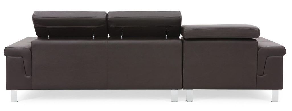 Canapé d'angle gauche en cuir marron foncé Vixen - Photo n°3