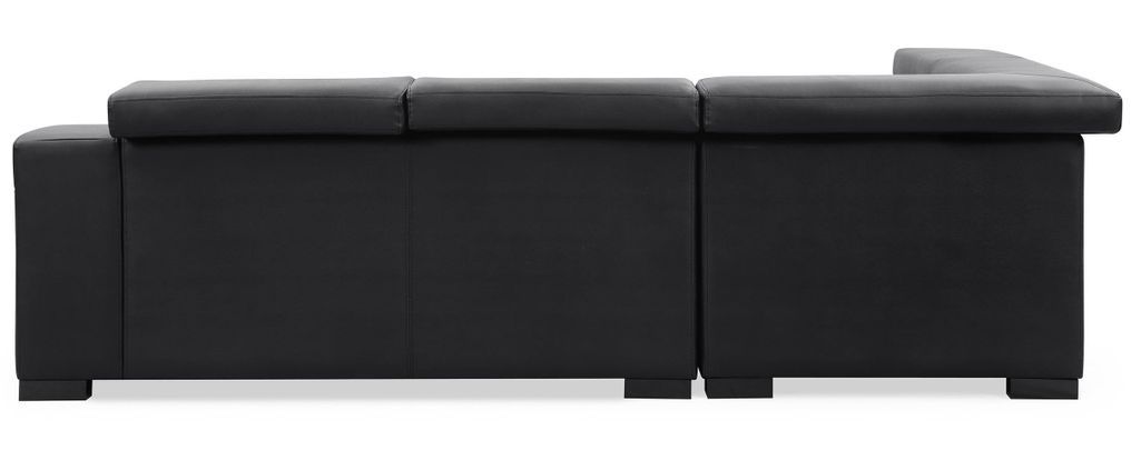Canapé d'angle gauche en cuir noir Callyh - Photo n°3