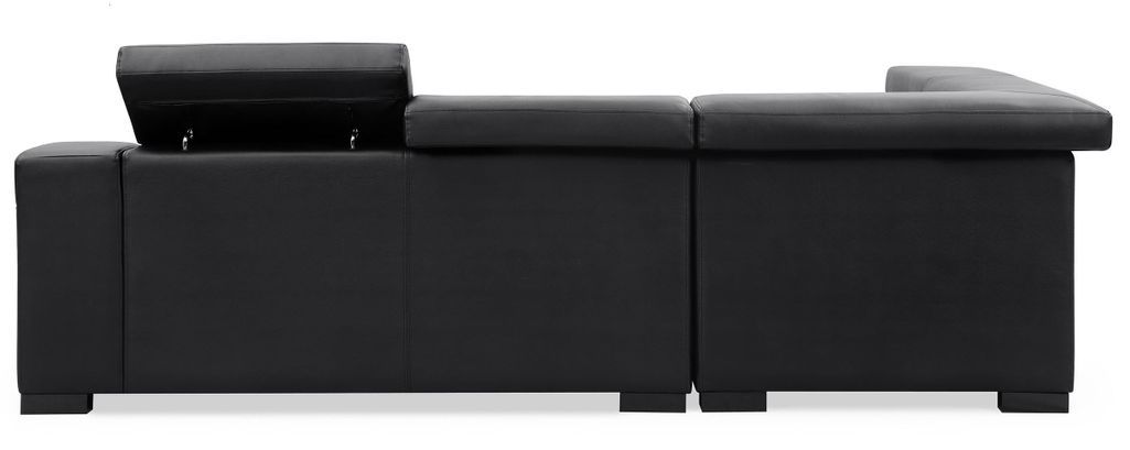 Canapé d'angle gauche en cuir noir Callyh - Photo n°4