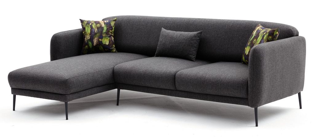 Canapé d'angle gauche moderne tissu anthracite Valiko 265 cm - Photo n°2