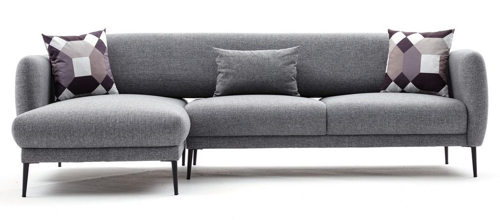 Canapé d'angle gauche moderne tissu gris clair Valiko 265 cm - Photo n°1