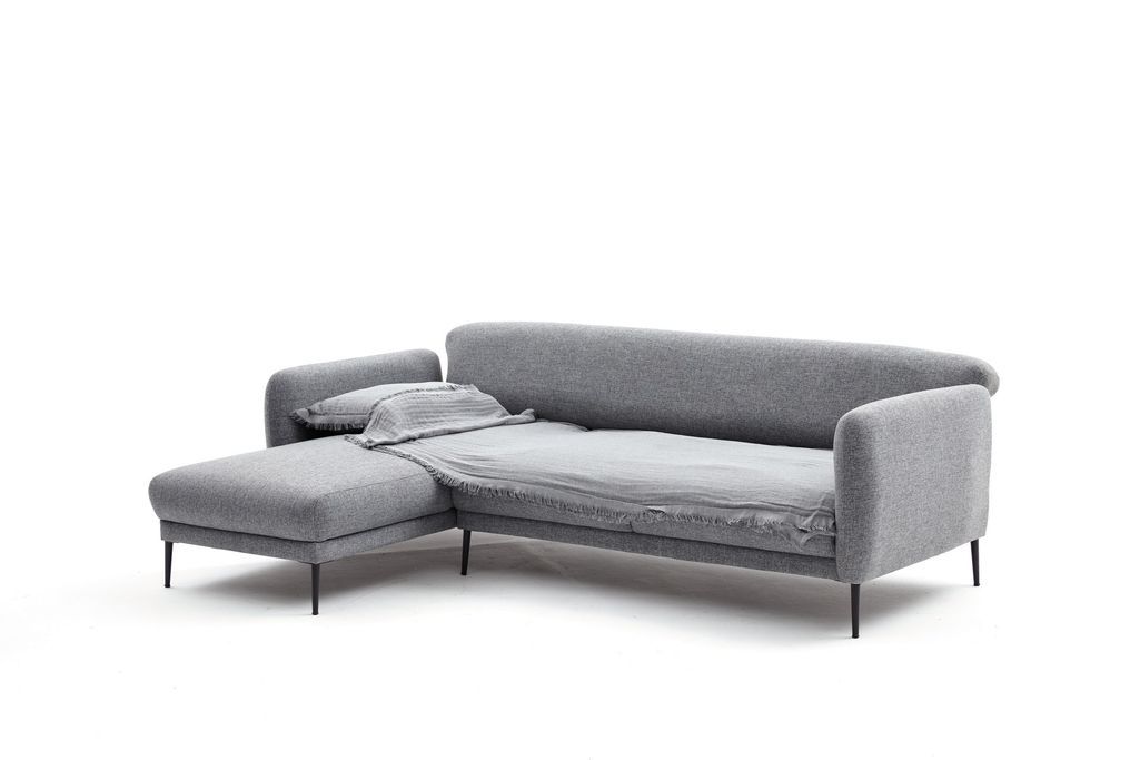 Canapé d'angle gauche moderne tissu gris clair Valiko 265 cm - Photo n°8
