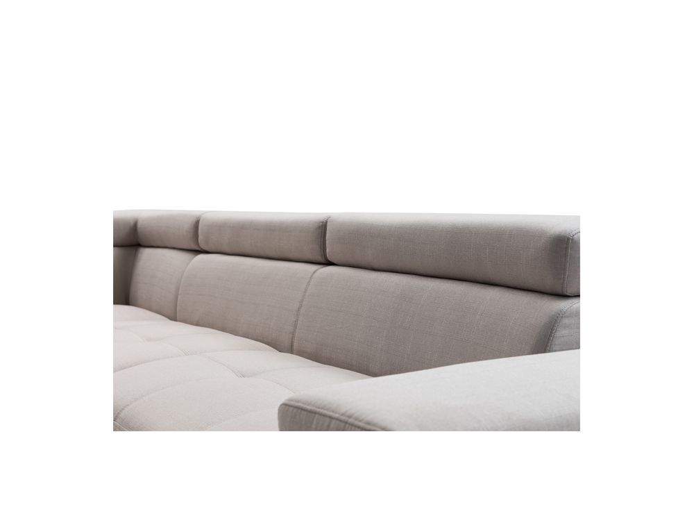 Canapé d'angle gauche scandinave avec appuis têtes tissu beige clair Santra 262 cm - Photo n°9