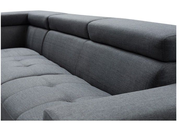 Canapé d'angle gauche scandinave avec appuis têtes tissu gris foncé Santra 262 cm - Photo n°9