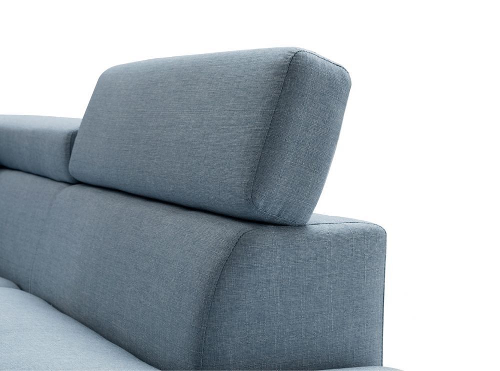 Canapé d'angle gauche scandinave tissu bleu clair Santra 262 cm - Photo n°7