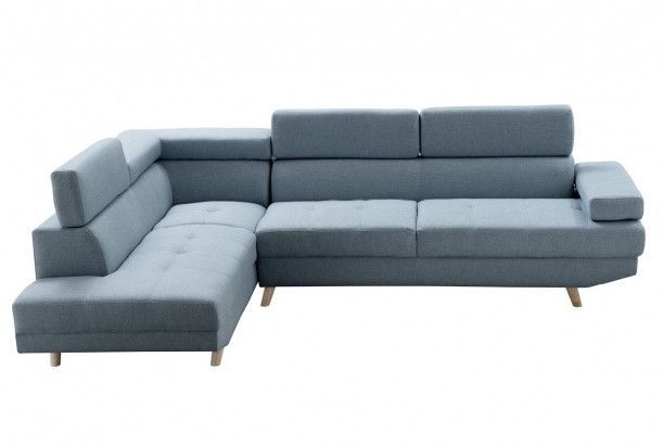 Canapé d'angle gauche scandinave tissu bleu clair Santra 262 cm - Photo n°3