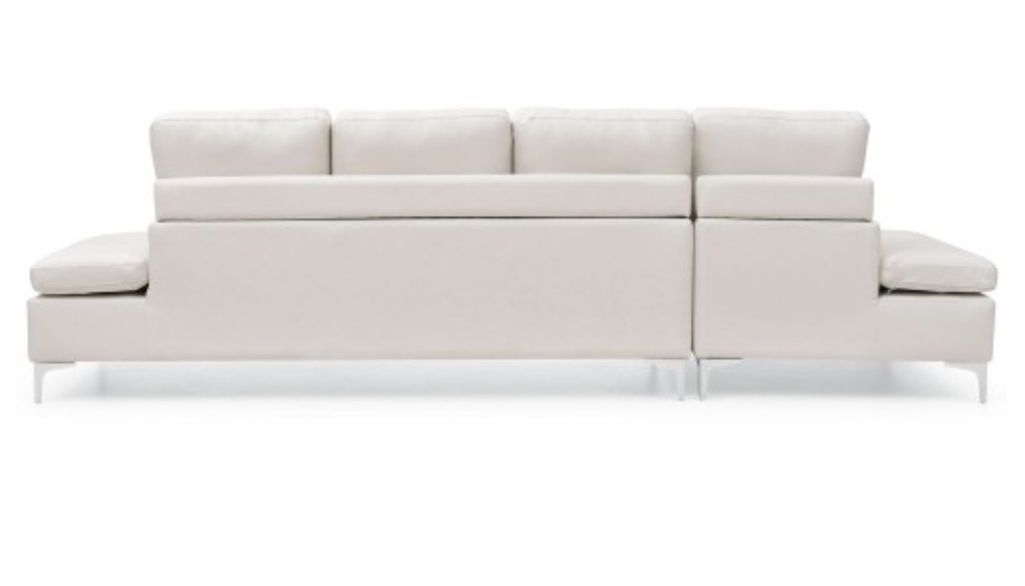 Canapé d'angle gauche simili cuir blanc Tulsa - Photo n°2
