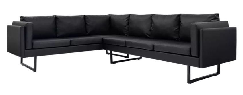 Canapé d'angle gauche simili cuir noir Fentie - Photo n°1