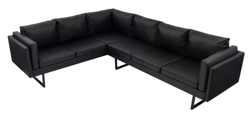 Canapé d'angle gauche simili cuir noir Fentie - Photo n°4