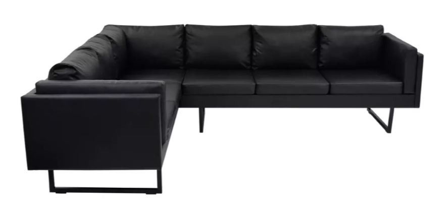 Canapé d'angle gauche simili cuir noir Fentie - Photo n°5