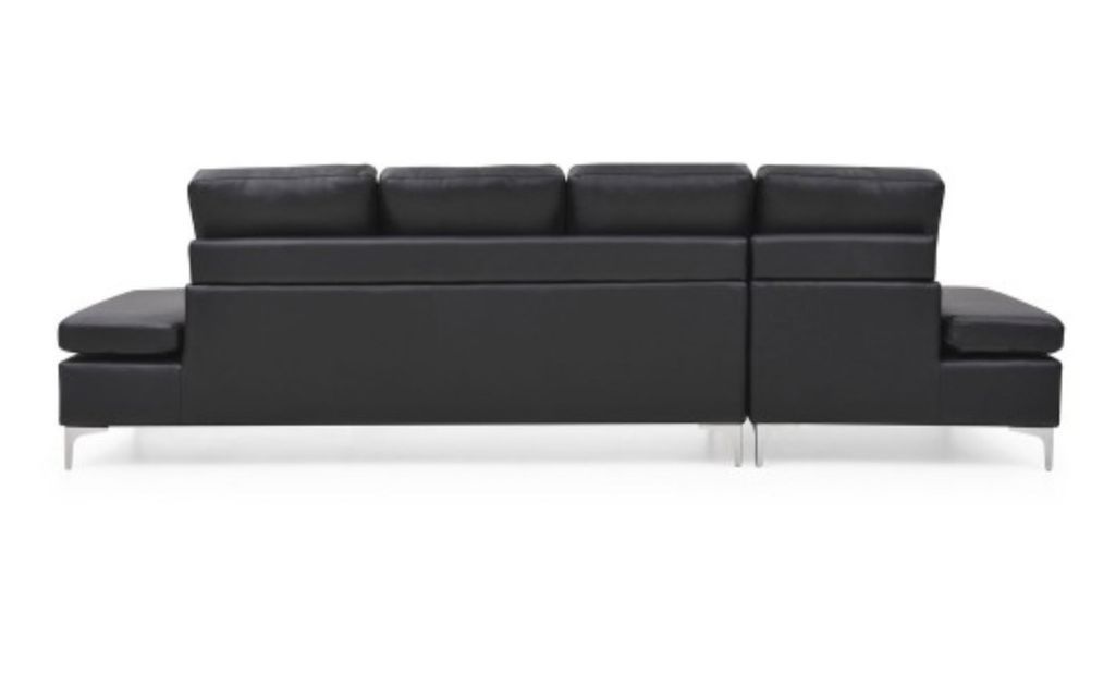 Canapé d'angle gauche simili cuir noir Tulsa - Photo n°3