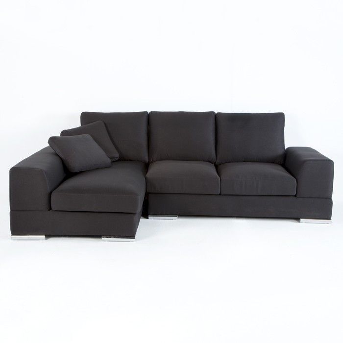 Canapé d'angle gauche tissu noir Amoux - Photo n°1