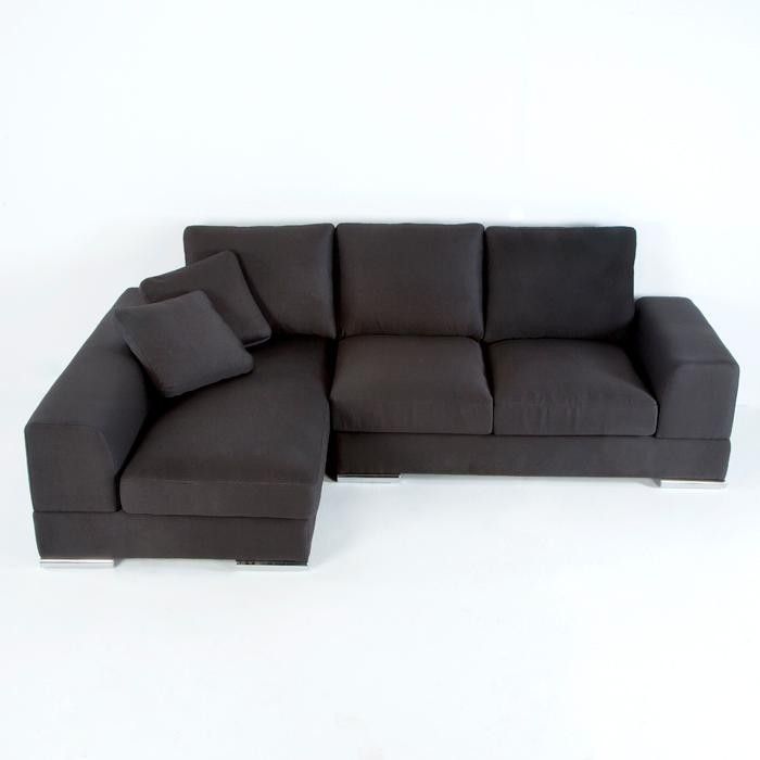 Canapé d'angle gauche tissu noir Amoux - Photo n°2