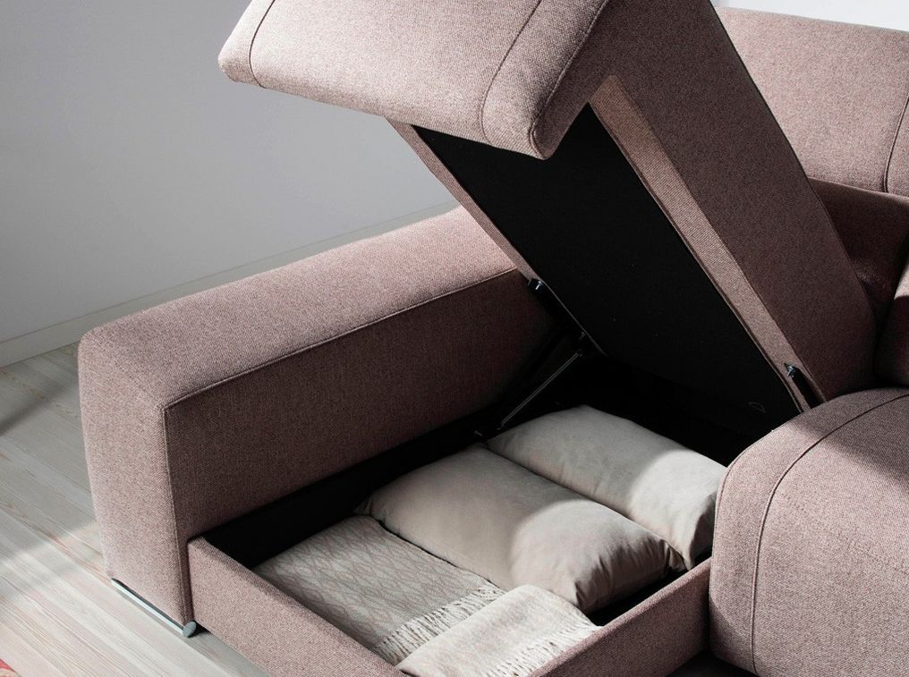 Canapé d'angle gauche tissu taupe Kaninawa - Photo n°6