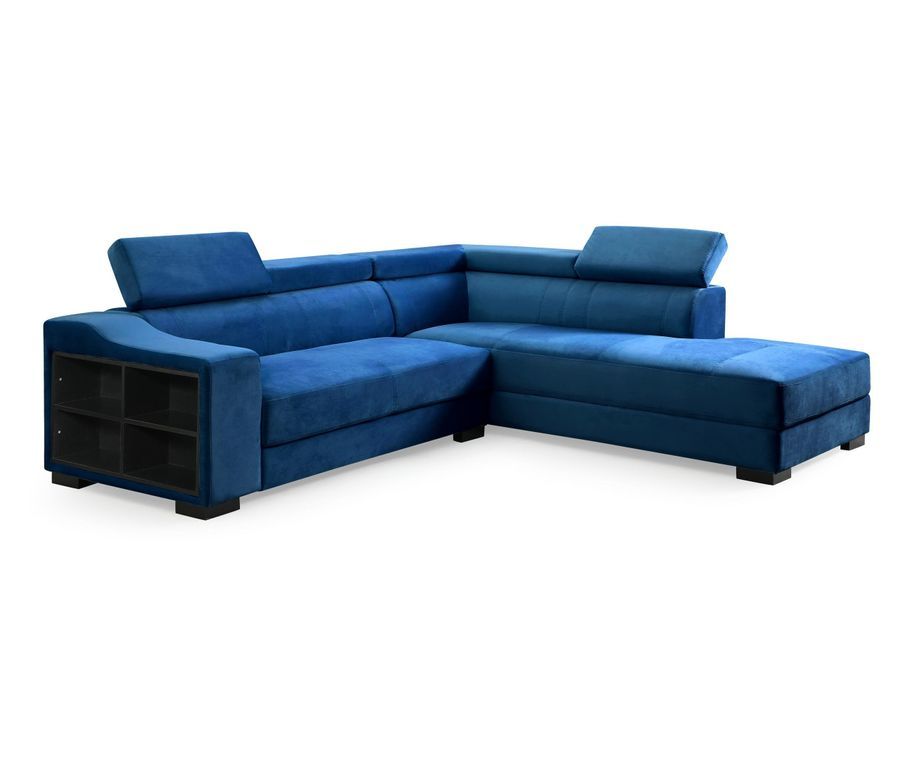 Canapé d'angle gauche velours bleu Ozen - Photo n°1