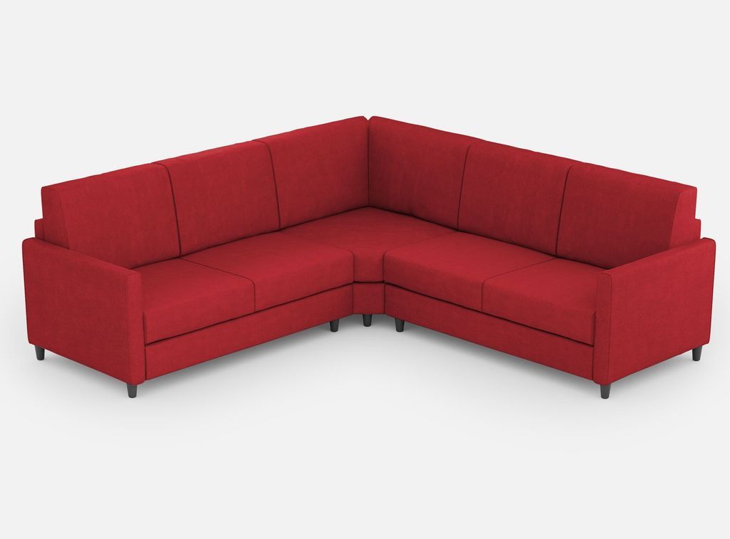 Canapé d'angle moderne italien tissu rouge Korane - 5 tailles - Photo n°1