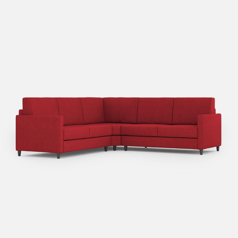 Canapé d'angle moderne italien tissu rouge Korane - 5 tailles - Photo n°5