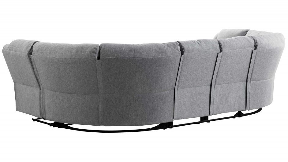 Canapé d'angle panoramique relaxation manuel 8 places tissu gris clair Confort - Photo n°6