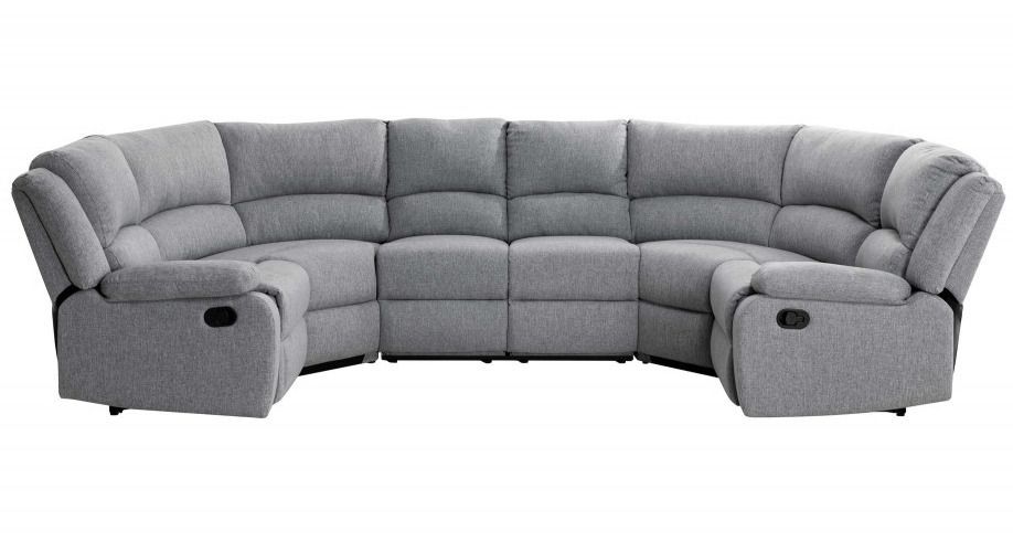 Canapé d'angle panoramique relaxation manuel 8 places tissu gris clair Confort - Photo n°7