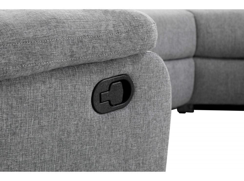 Canapé d'angle panoramique relaxation manuel 8 places tissu gris clair Confort - Photo n°10