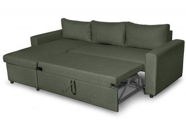 Canapé d'angle réversible convertible tissu vert foncé Kita 223 cm - Photo n°5
