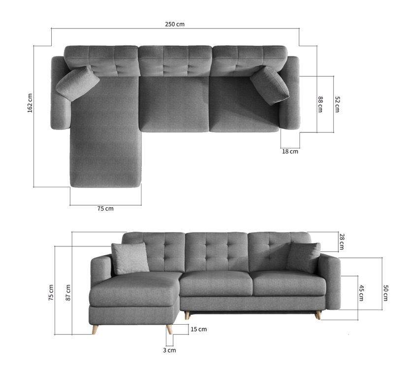 Canapé d'angle réversible et convertible simili cuir gris Anska 250 cm - Photo n°5