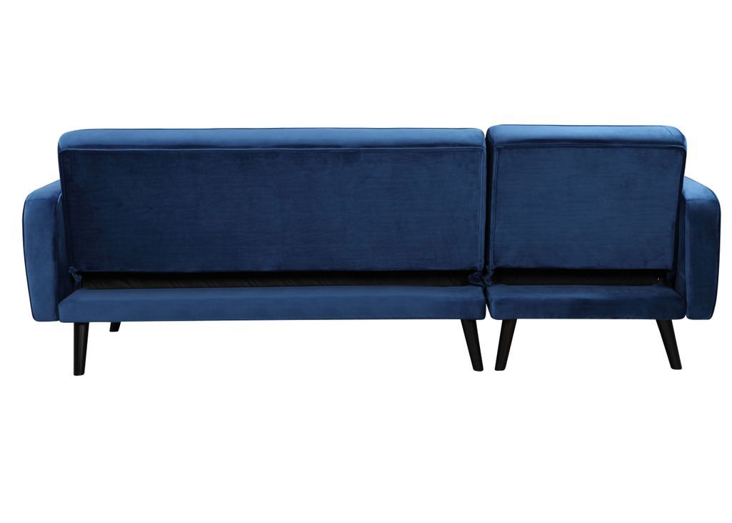 Canapé d'angle réversible et convertible velours bleu pétrole Nolan 235 cm - Photo n°5