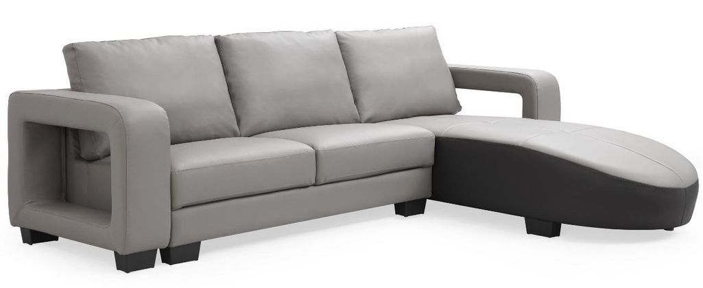 Canapé d'angle réversible similicuir gris et noir Visy - Photo n°1