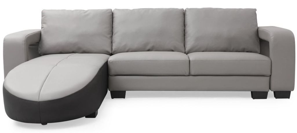 Canapé d'angle réversible similicuir gris et noir Visy - Photo n°3