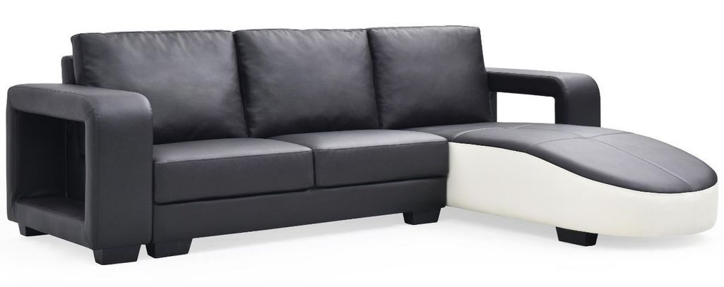 Canapé d'angle réversible similicuir noir et blanc Visy - Photo n°1