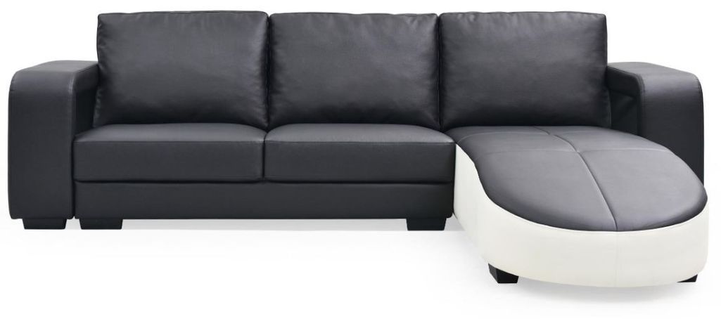 Canapé d'angle réversible similicuir noir et blanc Visy - Photo n°2
