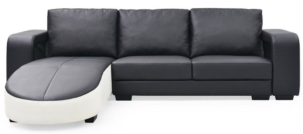 Canapé d'angle réversible similicuir noir et blanc Visy - Photo n°3