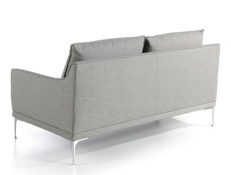 Canapé design 2 places tissu gris clair et acier chromé Kira - Photo n°3