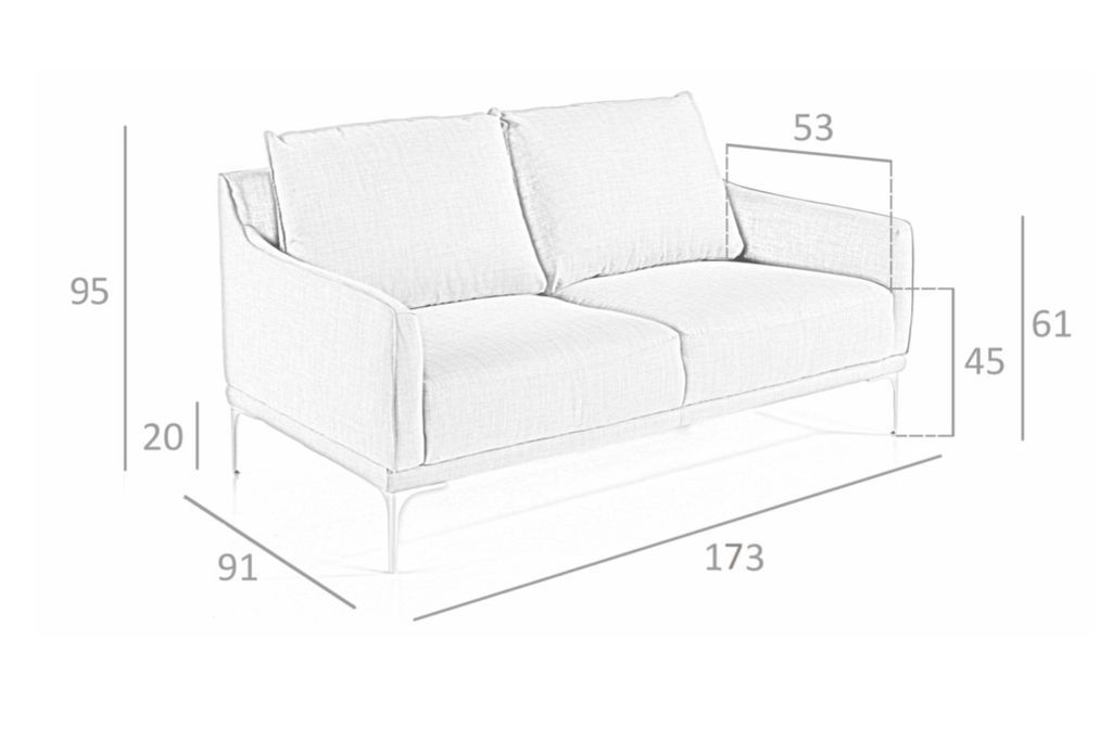 Canapé design 2 places tissu gris clair et acier chromé Kira - Photo n°5