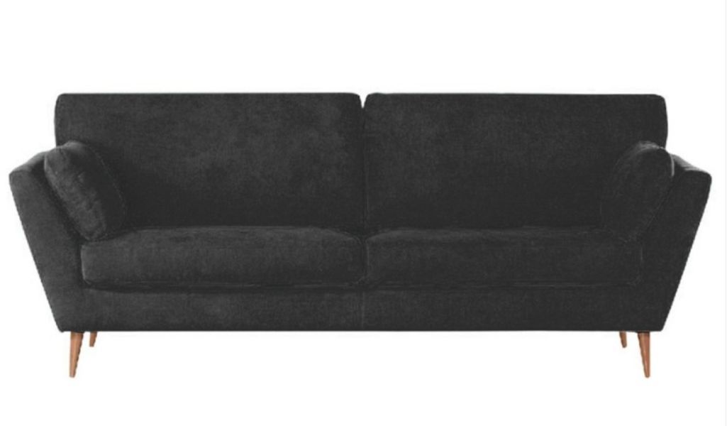 Canapé design nordique bois et tissu noir Sanky - Photo n°1