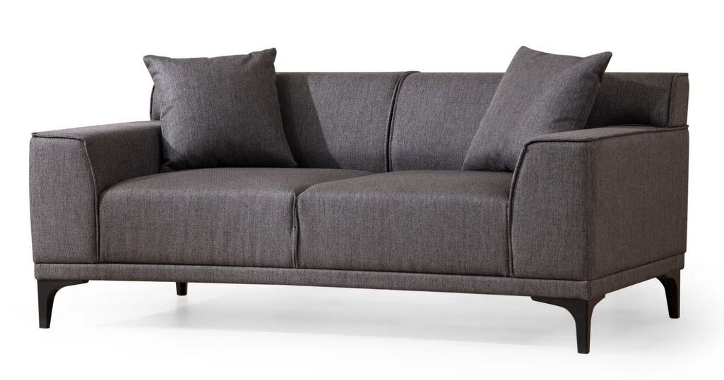 Canapé droit 2 places en tissu anthracite avec 2 coussin Tivano 163 cm - Photo n°1