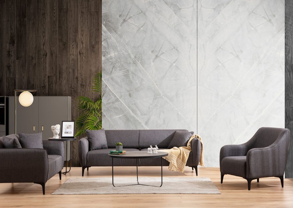 Canapé droit 2 places tissu gris foncé Bellano 180 cm - Photo n°3