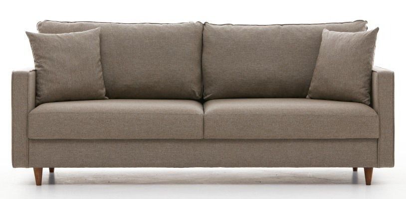 Canapé droit 3 places tissu beige clair Melano 210 cm - Photo n°1