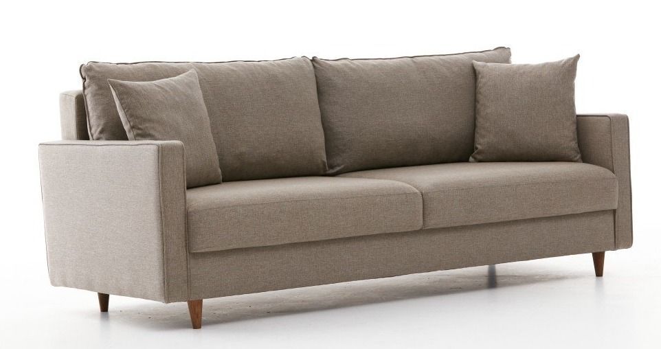 Canapé droit 3 places tissu beige clair Melano 210 cm - Photo n°5