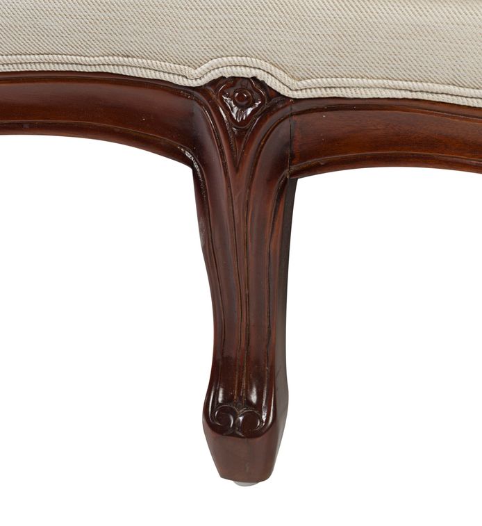 Canapé en bois d'acajou marron et assise tissu beige Castle 160 cm - Photo n°7