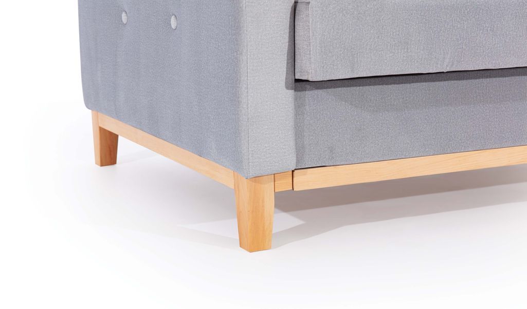 Canapé lit 3 places tissu noir et pieds en bois de hêtre Saline 216 cm - Photo n°8
