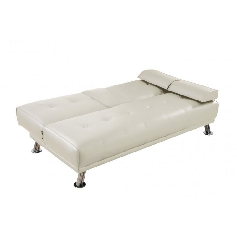 Canapé lit simili cuir blanc Mokar 3 places - Photo n°2