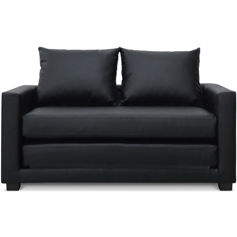 Canapé lit simili cuir noir Maryote - Photo n°1