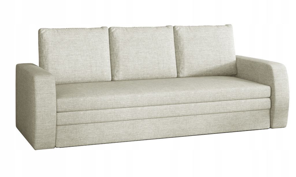 Canapé lit tissu beige clair avec coffre de rangement Liverna 220 cm - Photo n°1