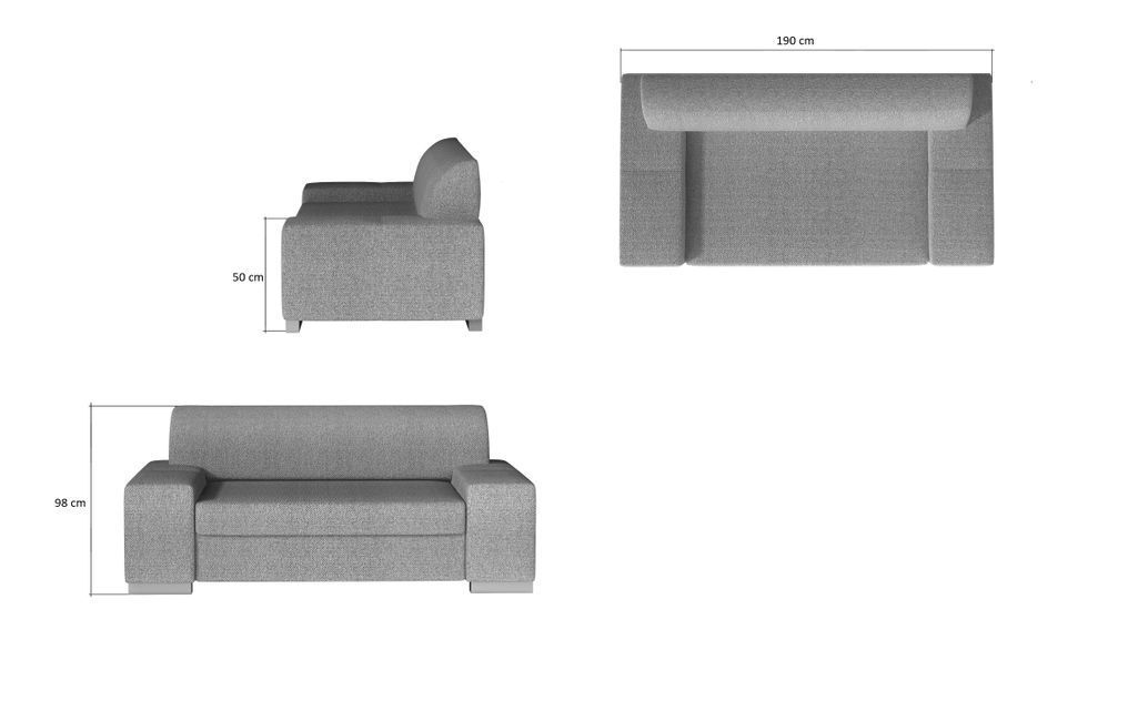 Canapé minimaliste 2/3 places simili cuir noir Plazo 190 cm - Photo n°3