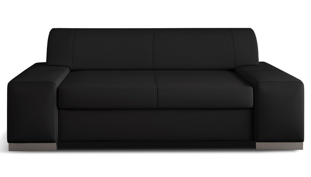 Canapé minimaliste 2/3 places simili cuir noir Plazo 190 cm - Photo n°1